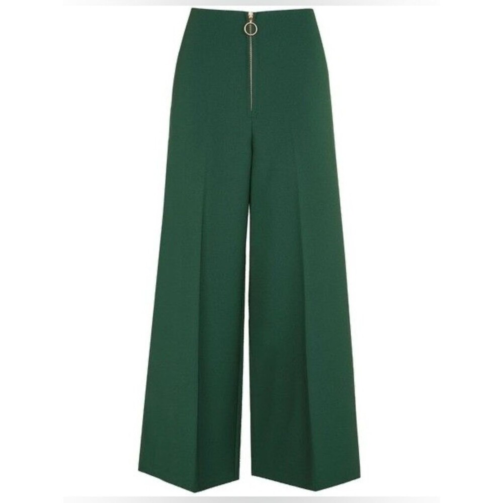 Topshop Zip Front Crop Wide Leg Trousers  4 NWOT